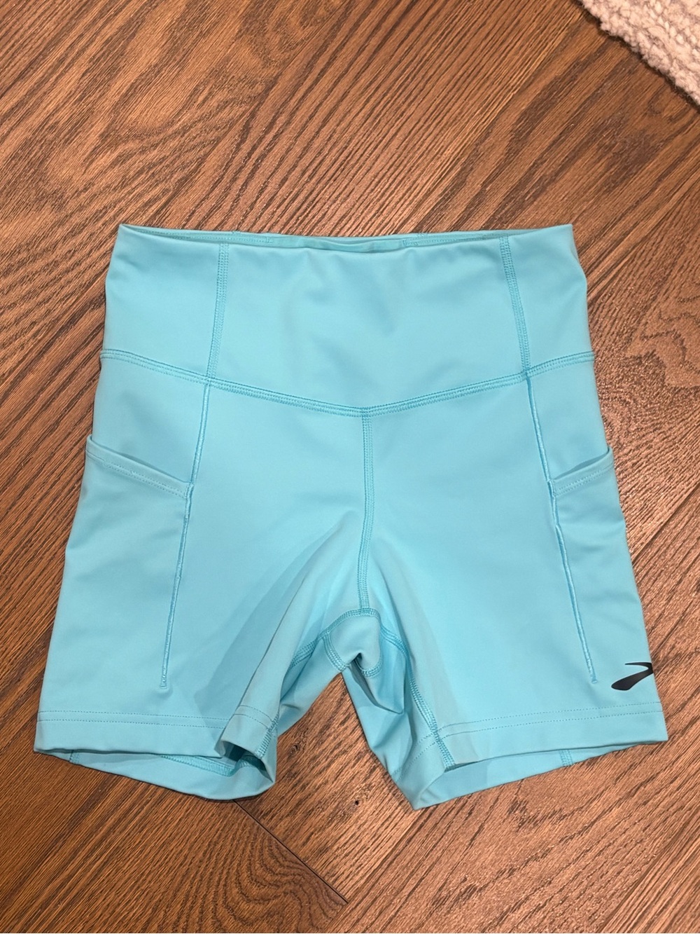 Brooks Aqua Running Shorts in Light Blue with Side Pockets